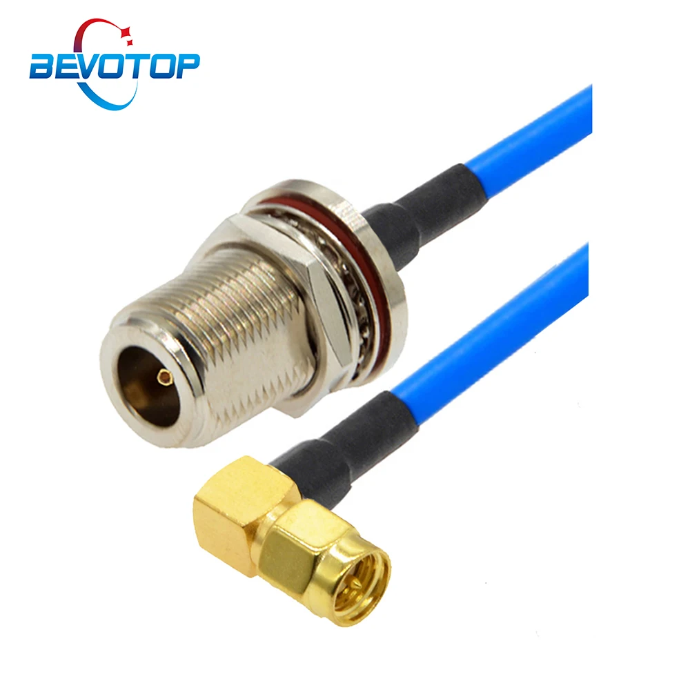 Waterproof N Female to SMA Male Right Angle RG402 Cable Semi-Flexible 50 Ohm Pigtail RF Jumper Radio Antenna Extension Cord
