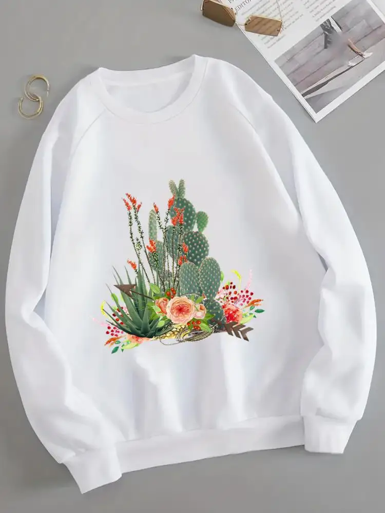 Cactus Plant Love autunno inverno pullover abbigliamento moda donna stampa o-collo grafica manica lunga donna felpe in pile