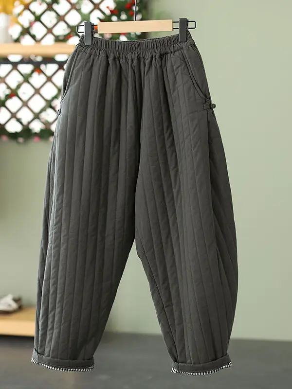 Thiened calças de algodão feminino inverno faion quente solto emagrecimento harlan casual calças largas perna da mãe sle bootcut