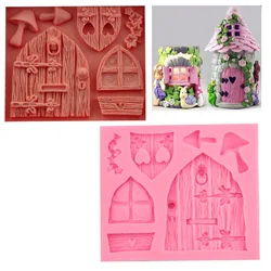 Hot 3D Cartoon Art Fairy House Wooden Doors and Windows Shape Silicone Fondant Mould Cake Decorating Tools Chocolate Mold