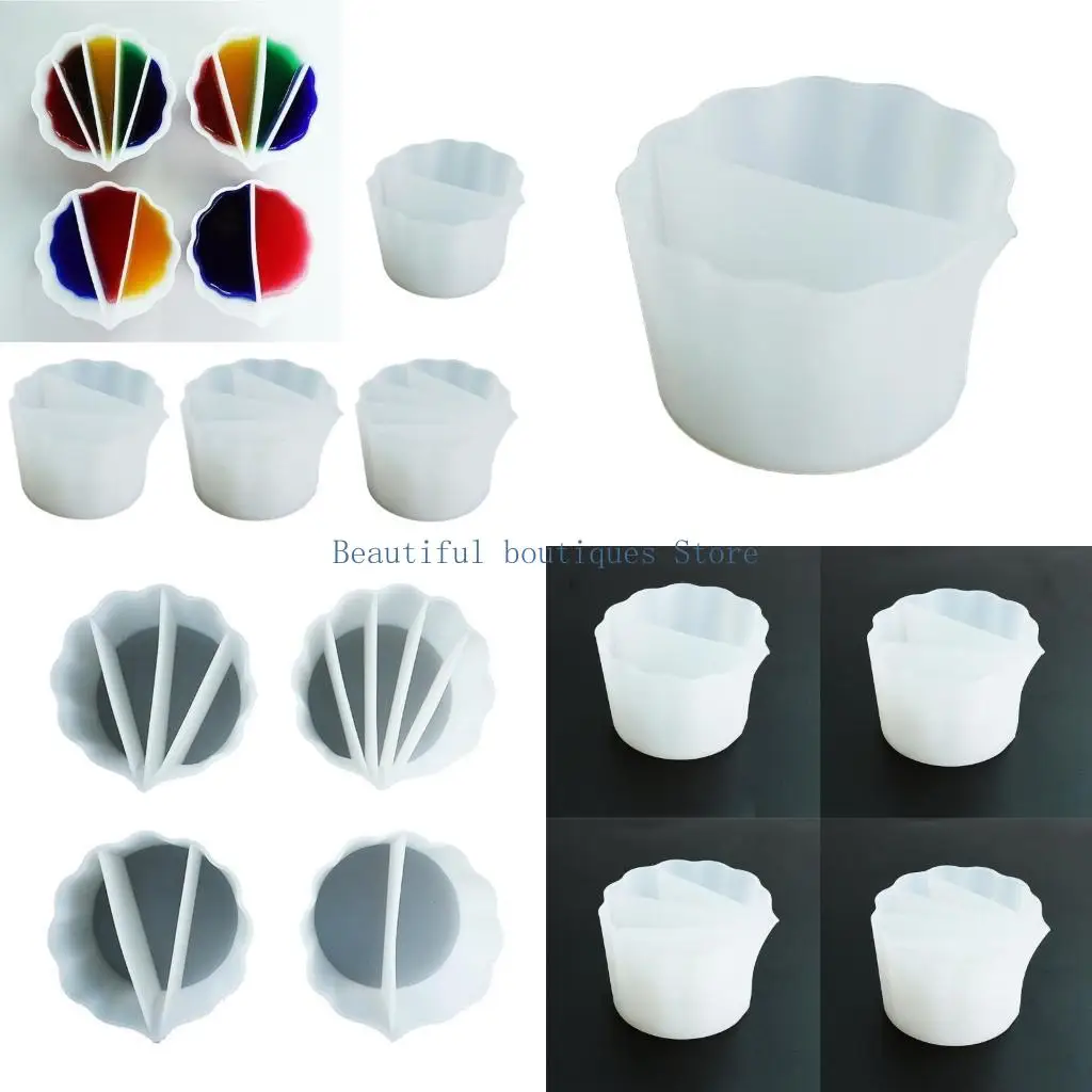 U4LF Reusable Silicone Split Cup 2/3/4/5 Chambers Split Cups DIY Paint Cup Painting Paint Pouring Tool 5 Styles for Fluid Art