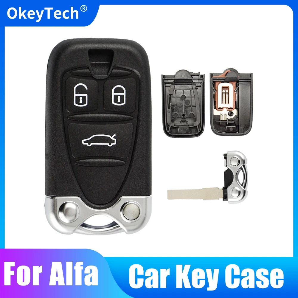 

OkeyTech Car Remote Key Shell For Alfa Romeo 159 Brera 156 Spider 3 Button Housing With Insert Blade For Alfa Smart Key Fob Case