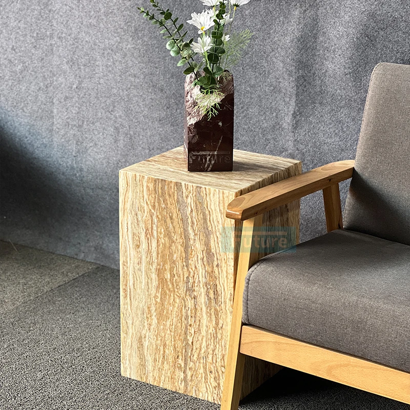 Customized Natural Low Plinth Beige Wood Grain Marble Modern Luxury Villa Mansion Hotel Dining Bathroom Living Room Coffee Table