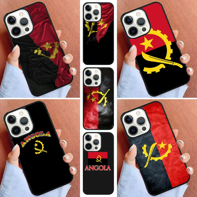 Wzorzyste etui na telefon z flagą Angola dla iPhone 15 14 Pro 11 13 12 Mini X XR XS Max 2020 6S 7 8 Plus pokrowiec Capa