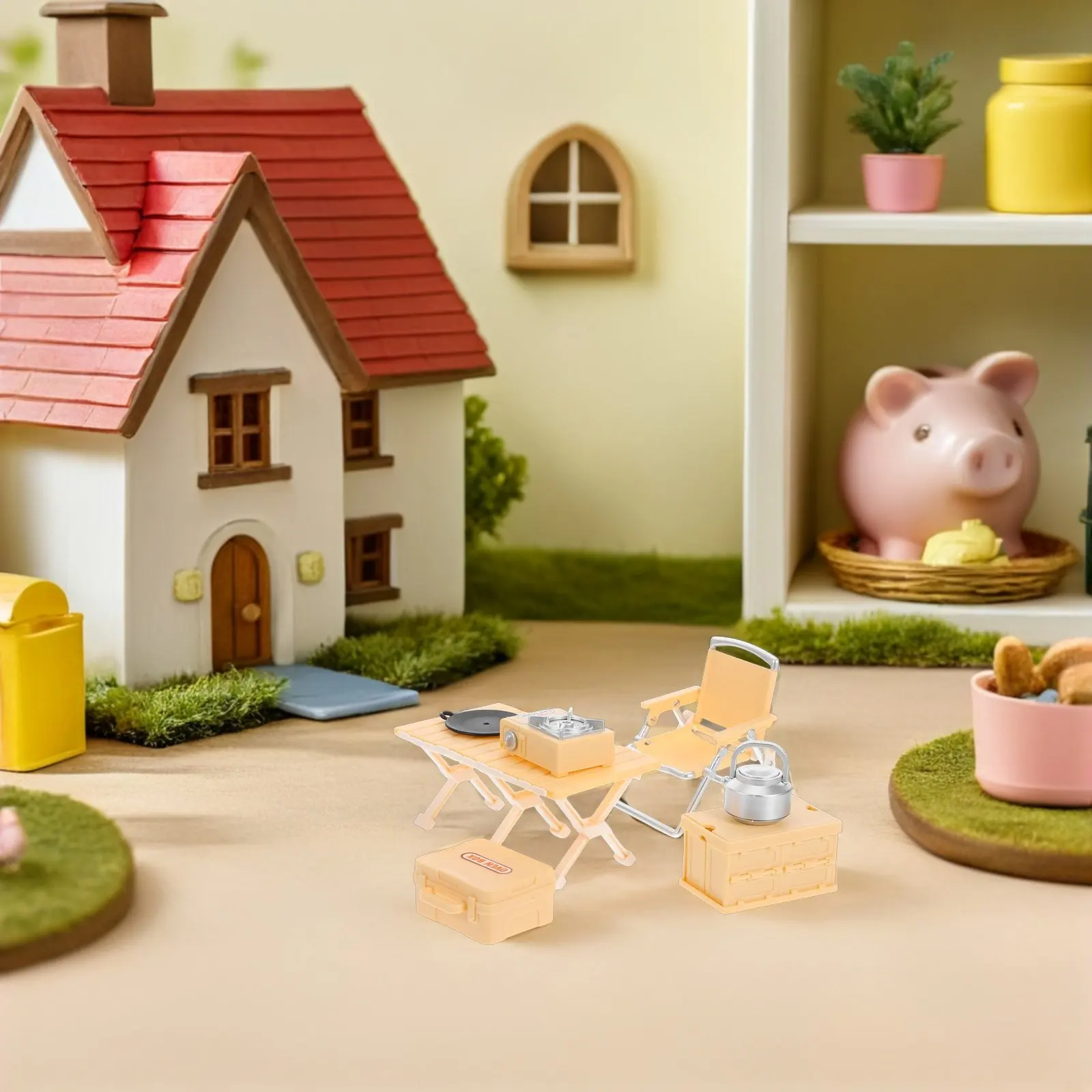 

1Set Detailed Mini Outdoor Playset with Picnic Table Folding Chair Camping Stove for Kids Hands on Exploration Imaginative Play