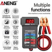 ANENG BT-171 12V Digital Battery Tester Car Battery Indicator with Alligator Clips LED Battery Status Indicator Electrician Tool