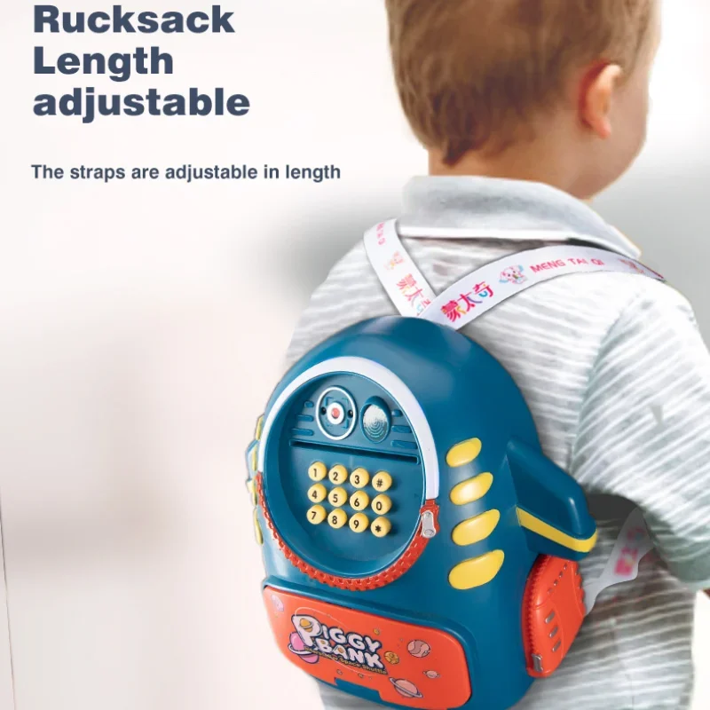 Space Piggy Bank Password Kids Toys Backpack Saving Money Box Simulation Fingerprint Automatic Coin Large Capacity Storage Gifts