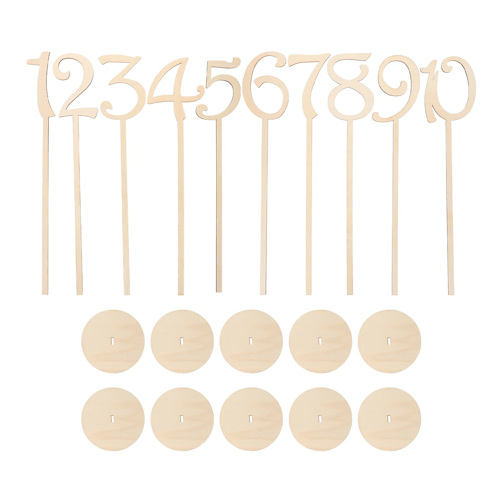 

10pcs 1-10 Wooden Table Numbers with Holder Base for Wedding or Home Decoration (Wood Color) Table number with base