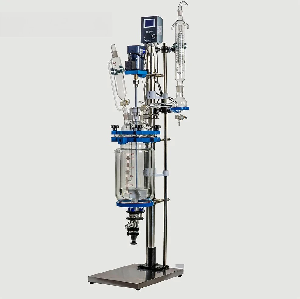 China Factory Supply 5 L Jacketed Glass Reactor Elevating Glass Reactor