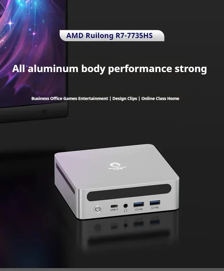 SZBOX AMD Ryzen R7 7735HS كمبيوتر صغير Windows 11 DDR5 WIFI6 BT5.2 16GB 32GB SO-DIMM * 2 M.2 2280 4K كمبيوتر ألعاب محمول لسطح المكتب