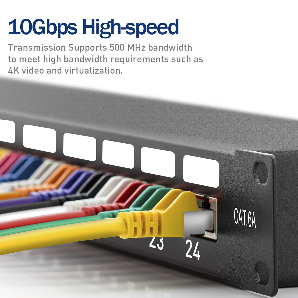 Natalink 24ポート CAT6A シールドパッチパネル RJ45 CAT6A CAT6 CAT5E CAT5 ネットワーク統合ケーブルオーガナイザー 1U 19インチ パッチパネル