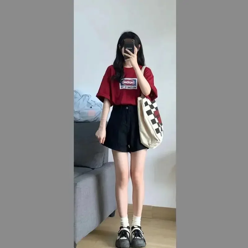 Short-sleeved Jeans Sports Suit Female Summer Students Korean Version of Loose and Thin Casual Fashion Two-piece Female