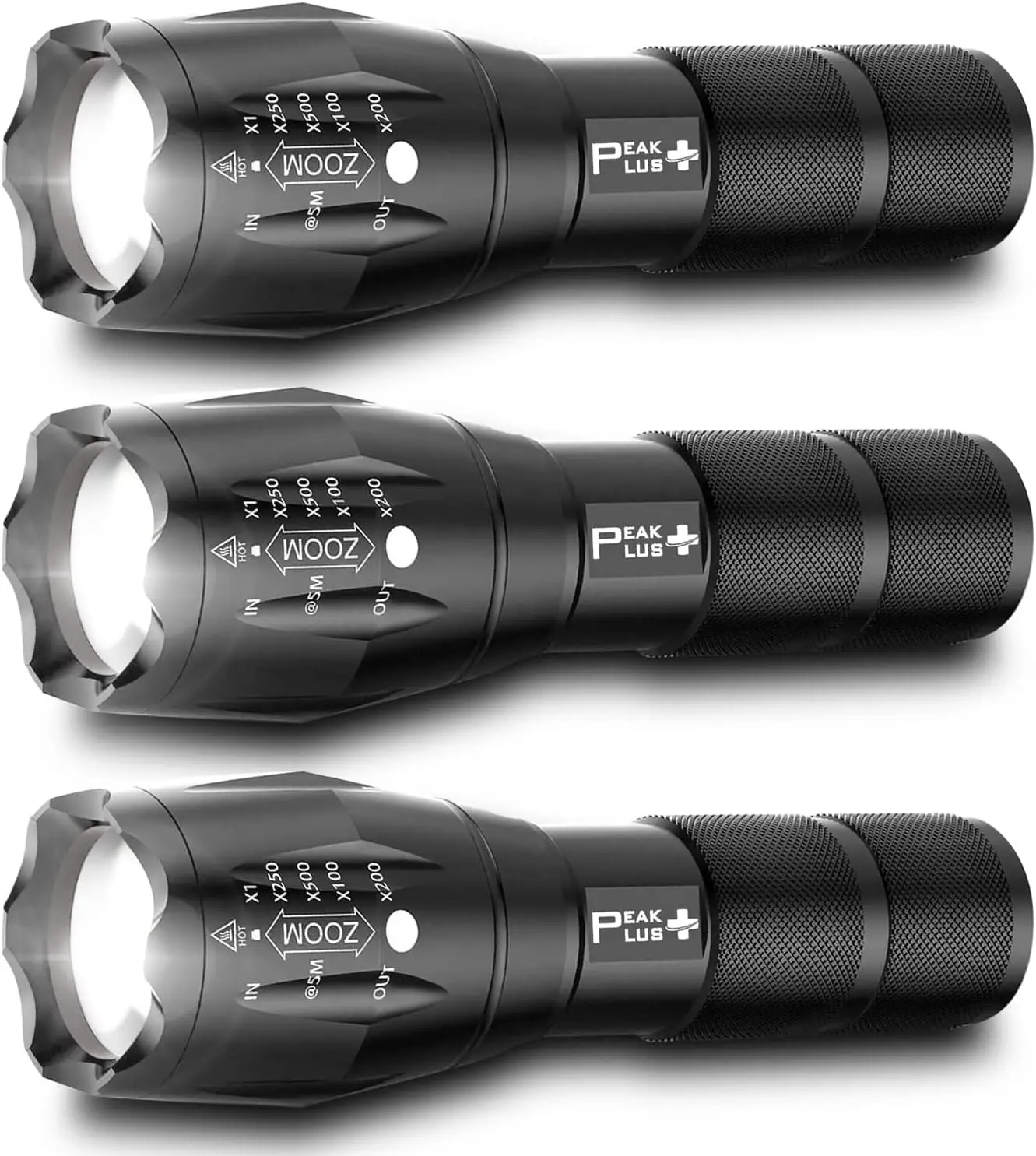 

5-режимные масштабируемые светодиодные фонарики, тактические фонари с высоким люменом для кемпинга, улицы, экстренной помощи — 3 шт.