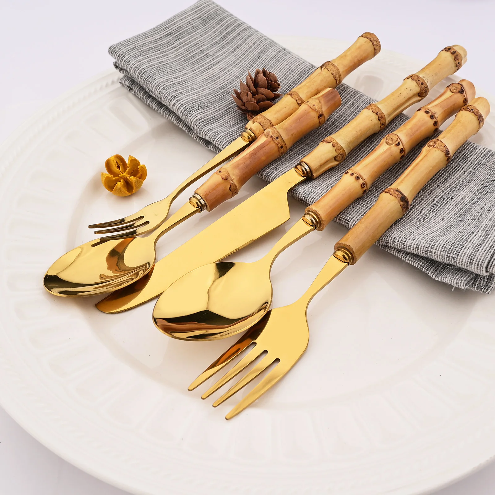 16Pcs Bamboo Tableware Set Sta - Commercial Kitchen Knives recension och pris