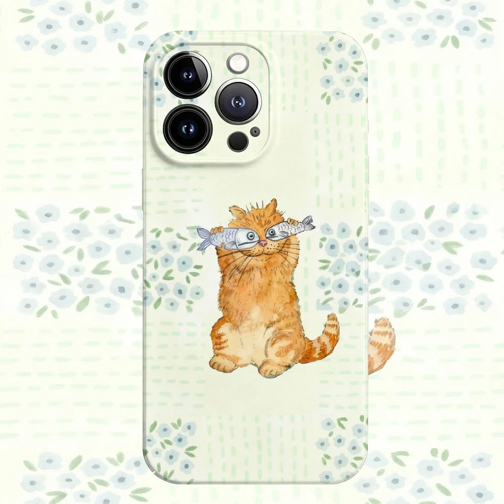 

Fish Glasses Cat Phone Case for iPhone 17e 17 16e 16 15 14 13 12 11 Air Pro Max XS XR XSMax 6 7 8 Plus Glossy Film Hard PC Cover
