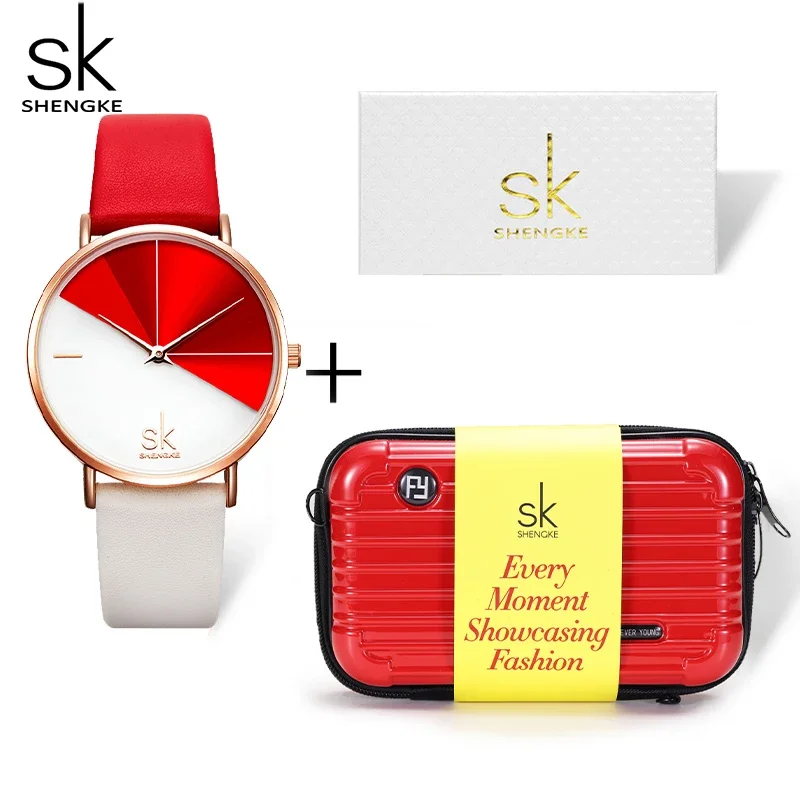 Shengke Ladies Gift Set Watches Original Design Top Brand Women's Quartz Wristwatches Female Creative Clock Package Montre Femme