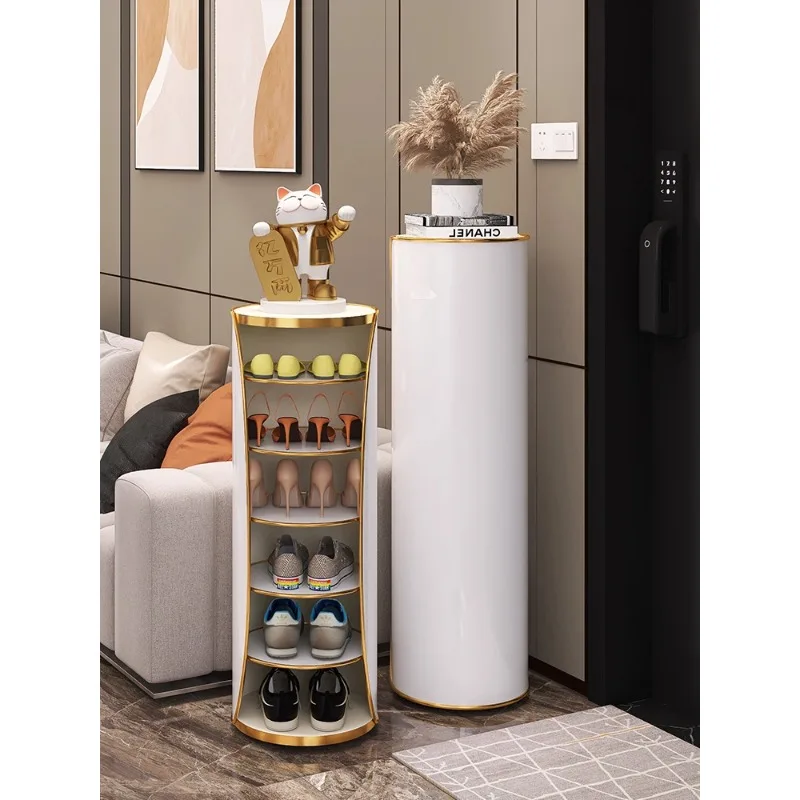 

Rotating shoe cabinet, round multi-layer small apartment at the household door,Suitable for interior decoration