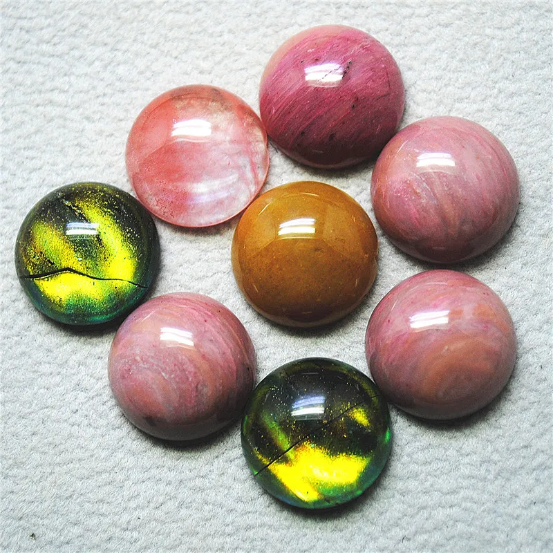 8PCS New Gemstone Cabochons With Glass Cabs Round Shape Size 16MM DIY Jewelry Accessories Top Sellings