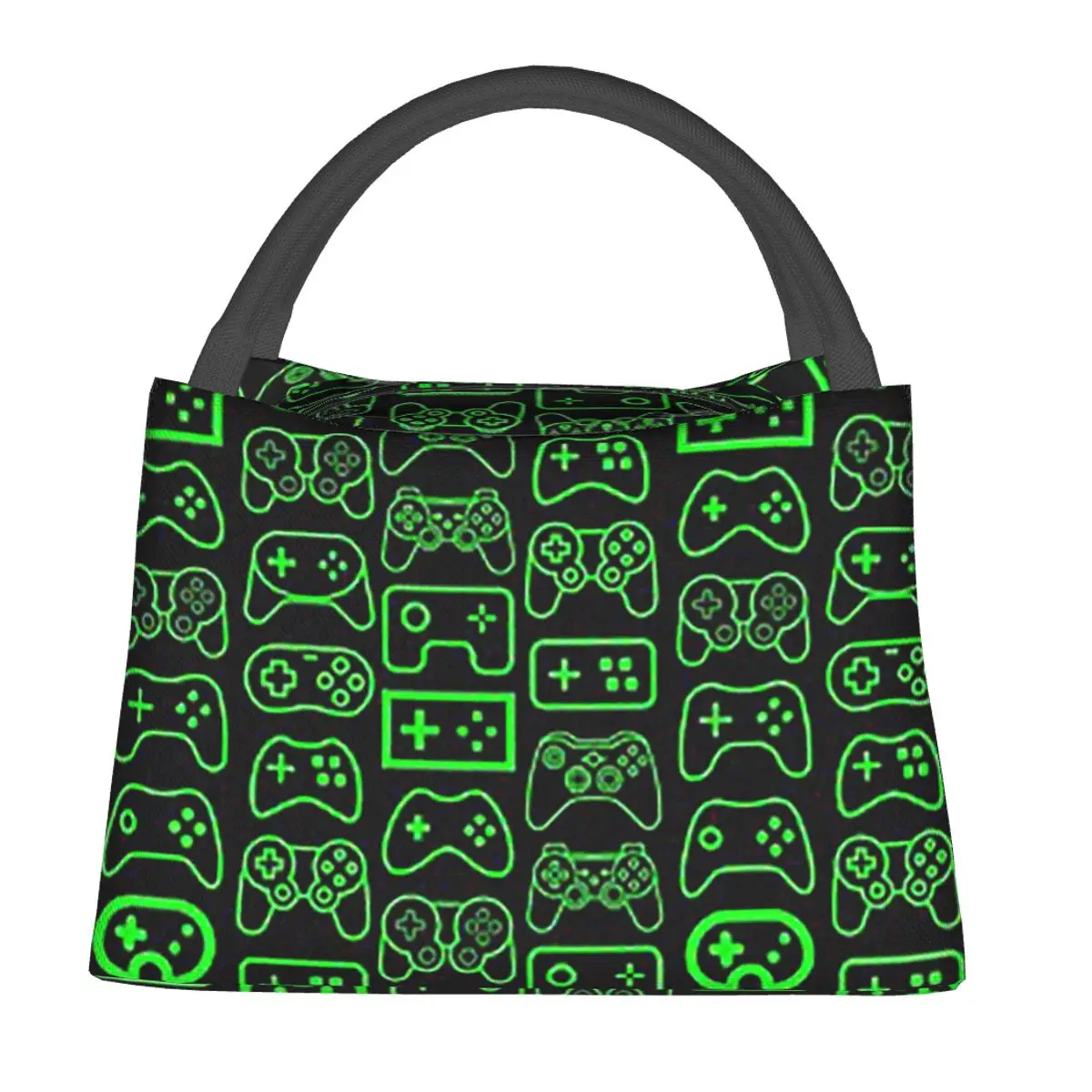 Gaming Controllers Green - Black Variant Lunch Bags Bento Box Lunch Tote Picnic Bags Cooler Thermal Bag for Woman Student Work