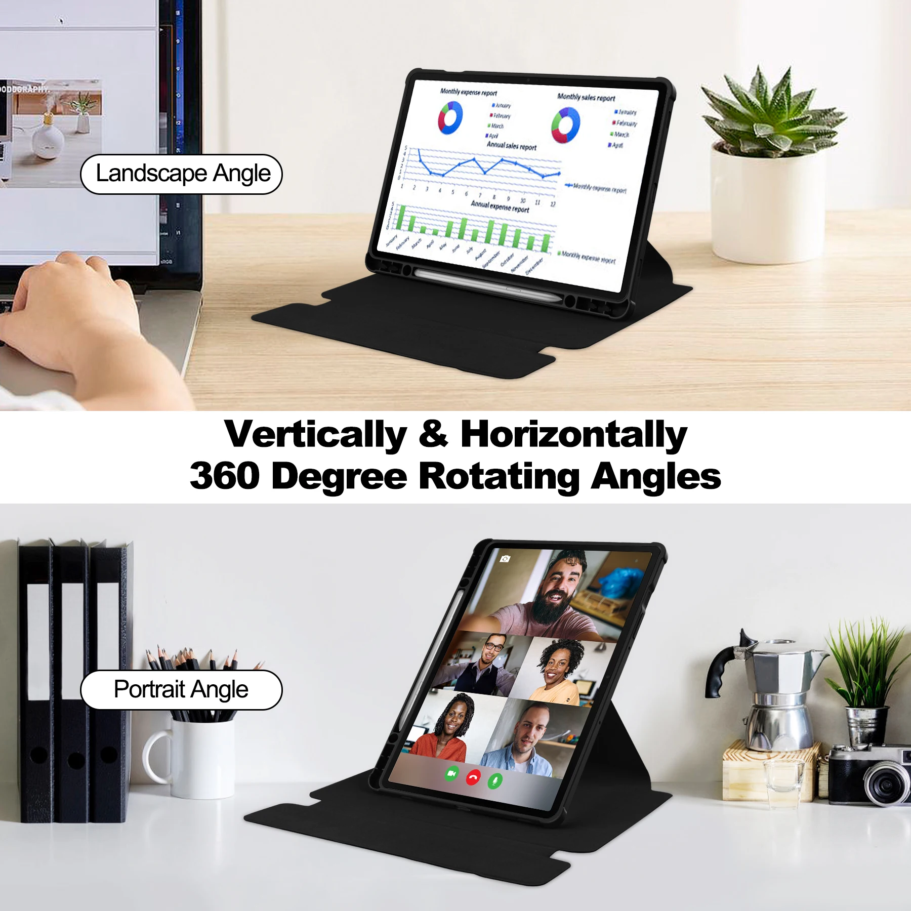 For Samsung Galaxy Tab S10 Lite / S10 FE / S9 FE Case 360-Degree Rotary Stand PU Leather + Acrylic Tablet Cover with Keyboard -