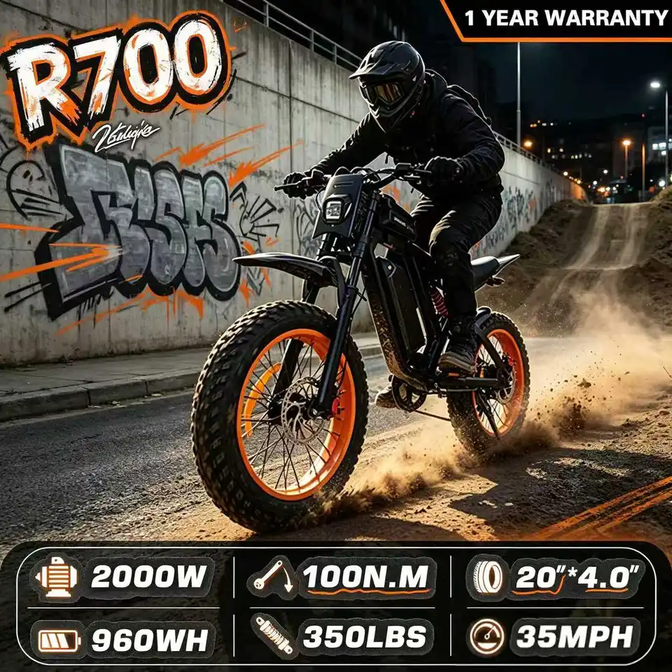 US Stock 2000W Peak 100N.m Motor Electric Bike Adults 35MPH 48V 20Ah 960Wh Battery 20 Inch Fat Tire Off Road Dirt Bike Full Suspension Hydraulic Brakes UL2849 image 1