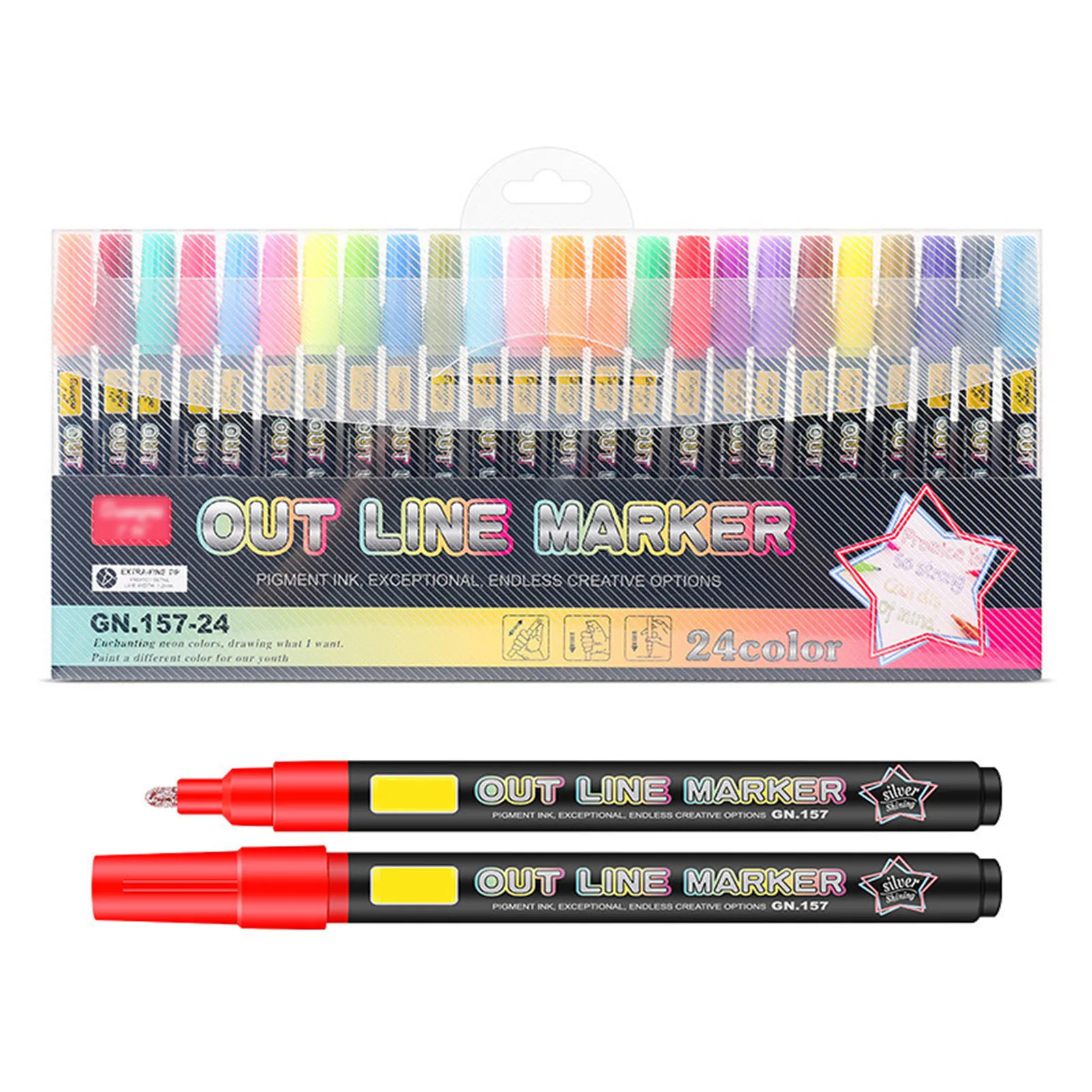 12/24 Colors Art Marker Pens Set Safe & Odorless Markers Pens for Christmas Birthday  Day Easter Gifts