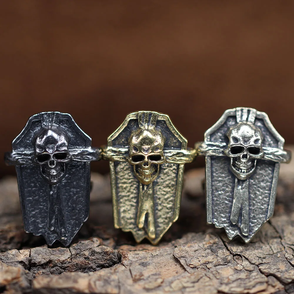 Skull Cross Shield Brass Knife Beads EDC DIY Paracord Woven Bracelets Lanyard Pendants Accessories Outdoor Tool Hangings Decors