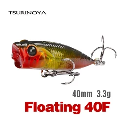 TSURINOYA 4cm 3.3g Fishing Lure Topwater Popper CATCHER 40F Dog Walk Action Hard Bait Light Game Bass Rockfish Big Mouse Model