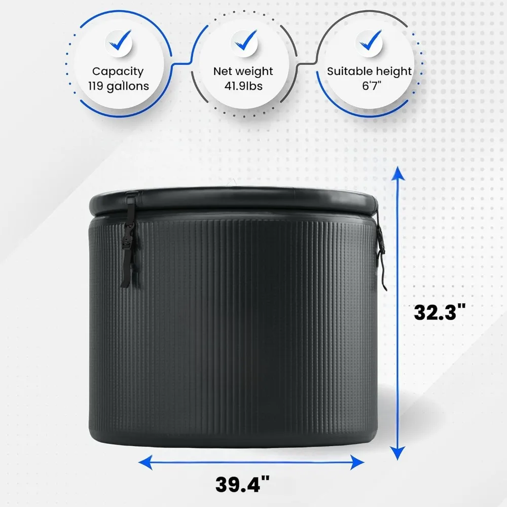 Outdoor bathtub, ice bath elite simplified version: 120gal XL cold bathtub with lid, suitable for athletes, outdoor bathtub