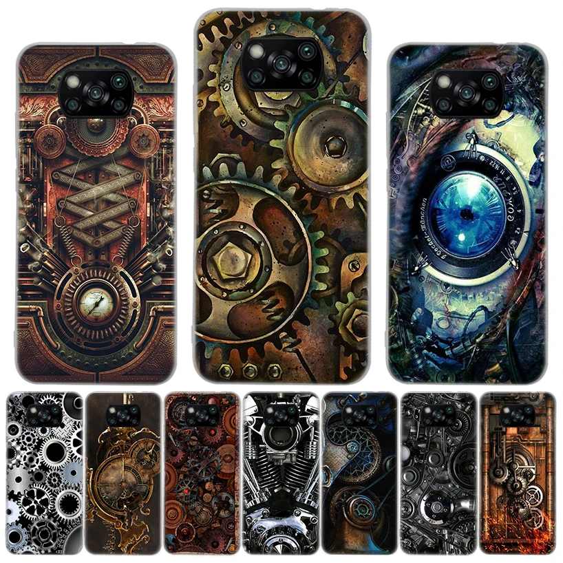 Steampunk Gear Mechanical Silicon Call Phone Case For Xiaomi Mi 11T 12T 10T 9T 13 12X 11 Lite 12 Pro 10 9 8 11i 5X 6X Ultra Coqu