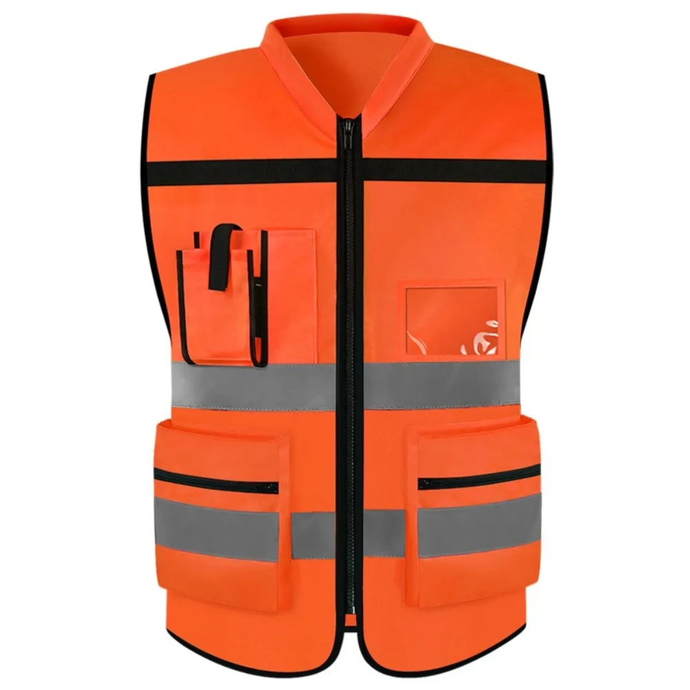 

Men Women With Pockets Reflective Safety Vest Reflective Waistcoat Work Vest With Zipper Safety Vest Security Uniform