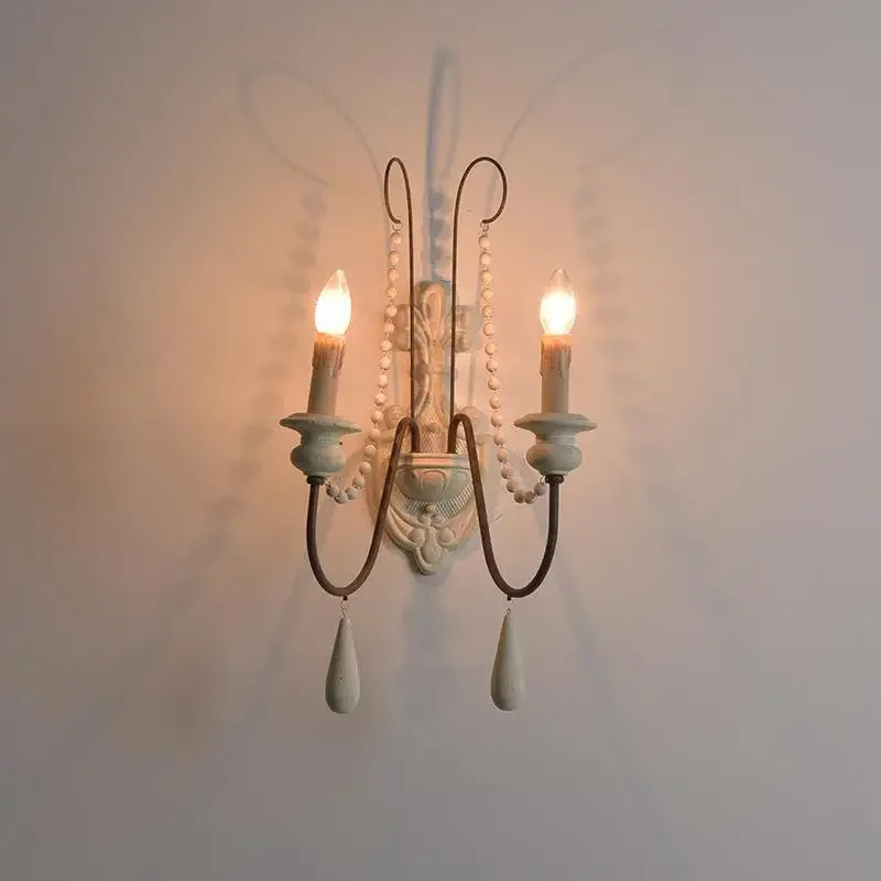 

Rustic American French Wall Sconce Handmade Iron Candle Light for Corridor Living Room