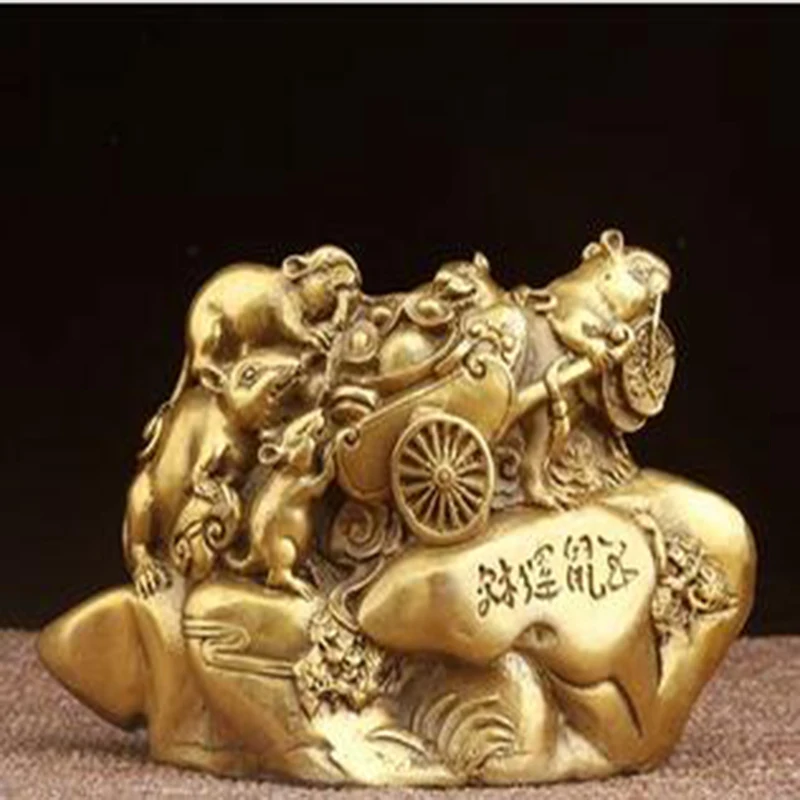 

Brass Mouse Decoration Office Five Rat Zodiac Rat Living Room Desktop Home Decoration Crafts