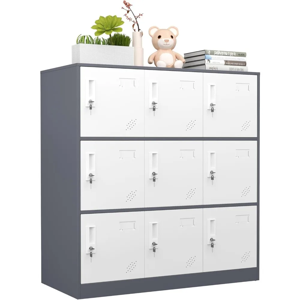 

9 Doors Metal Lockers for Employees, Steel Storage Locker with Lock and Card Slot,Lockable Office Metal Storage for School Offic