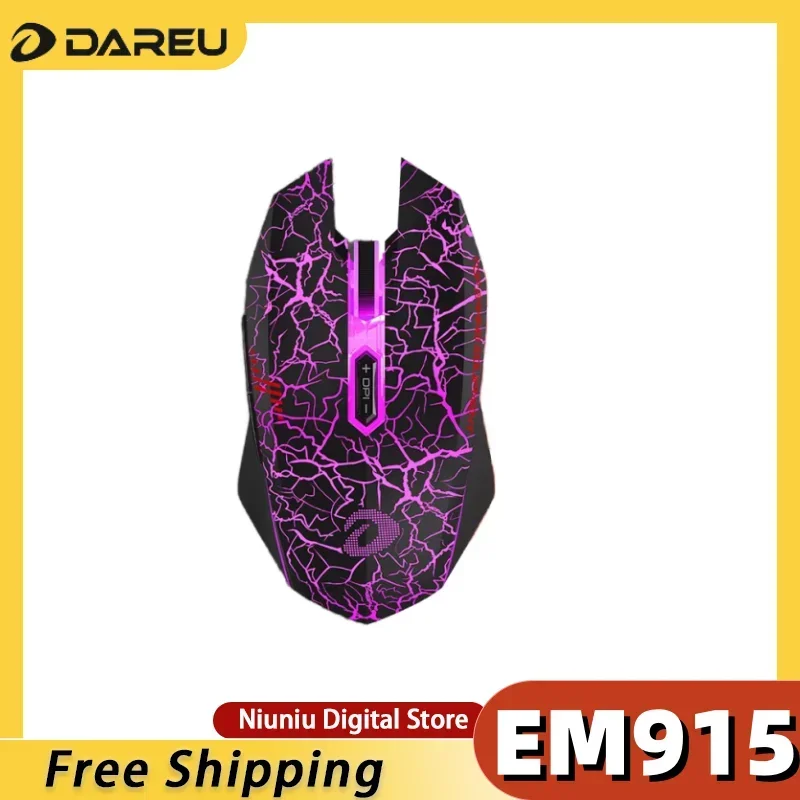 DAREU EM915 Wired Mouse Lightweight RGB Gaming Mouse Macro Function Ergonomic Computer Office Home E-sports Mouse