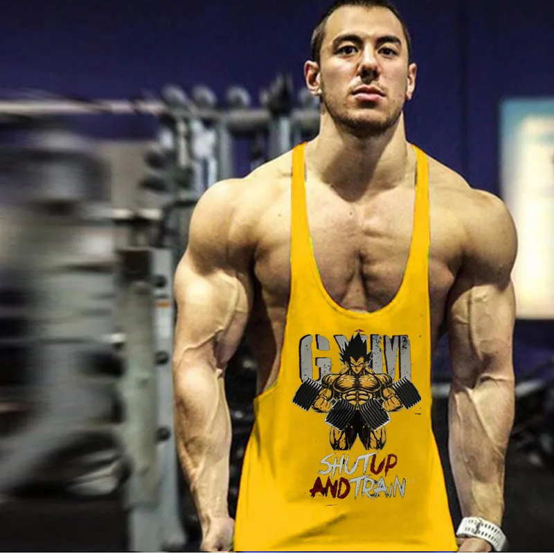 Summer Y Back Gym Stringer Tank Top Men Cotton Clothing Bodybuilding Sleeveless Shirt Running Vest Muscle Singlets Workout Tank