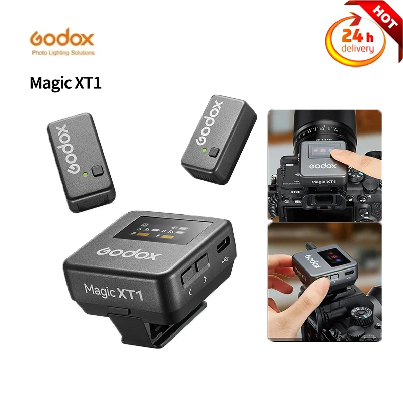 Godox Magic XT1 Duo 2.4G Wireless Microphone System Lavalier Mic for Phone Camera Transmitter Receiver for TikTok YouTube