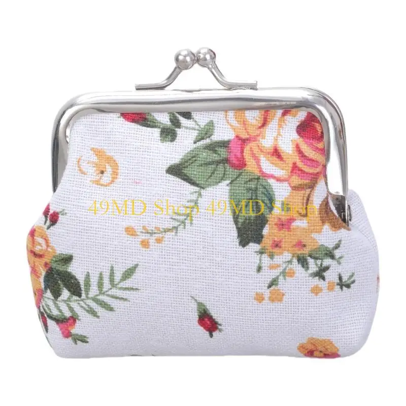 49MD Floral Change Purse,Canvas Coin Purse Wallet with Clasp,Phone for Womens