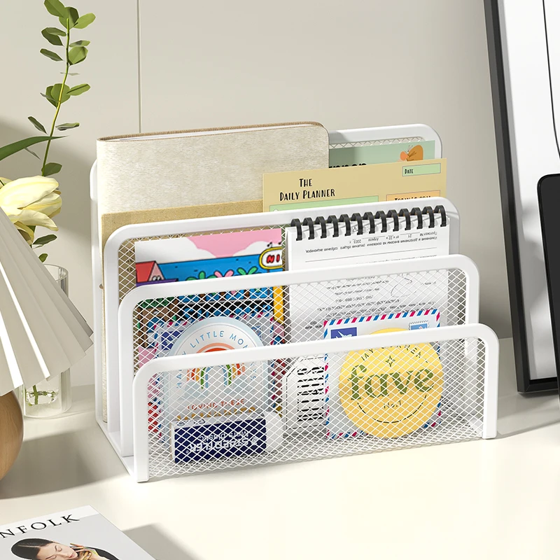 Desk Mail Organizer Small File Holders Letter Organizer Metal Mesh Document/Filing/Folders/Paper Organizer for Desktop