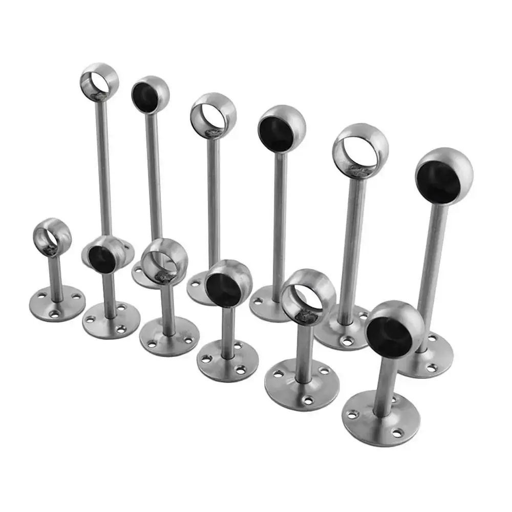 1Pcs New Stainless Steel Pipe Bracket 19/22/25mm Half/All Pass Tube Holder Ceiling Fixed Clamps for Clothes Pole Curtain Rod