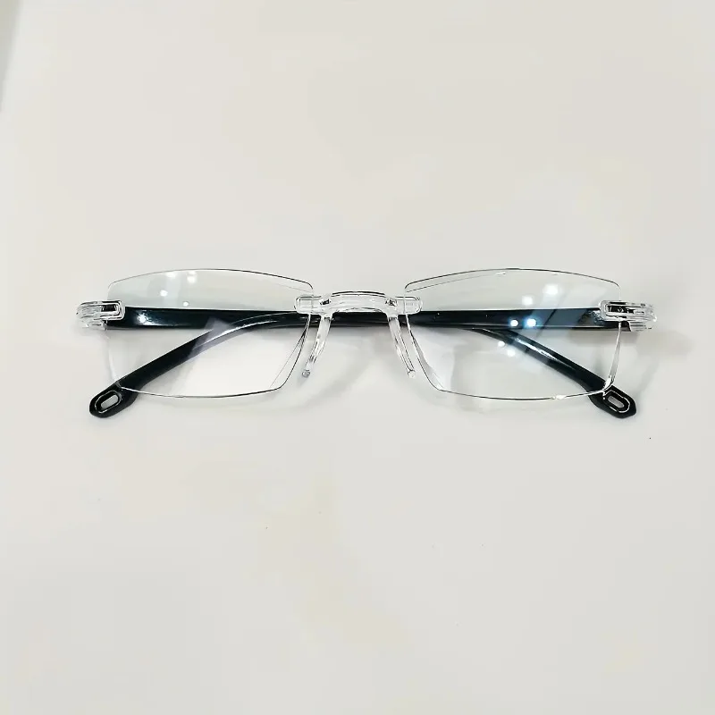 12 Stück rahmenlose Presbyopie-Brillen, ultraleichter quadratischer Rahmen, Herren-Lesebrille, R-Brillengläser, Stärke +100 bis +400 – Detail 2