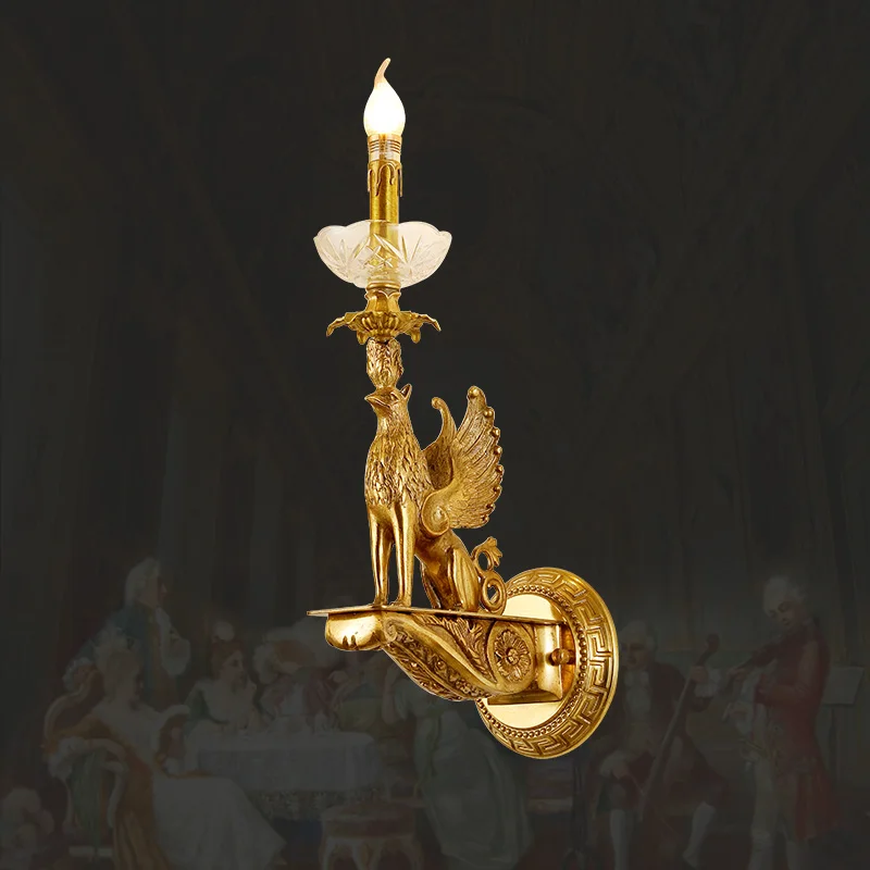 

Настенный светильник в стиле французского рококо, художественный, из меди, с LED-подсветкой, винтажный, из латуни, классический, для прихожей, спальни, гостиной, столовой