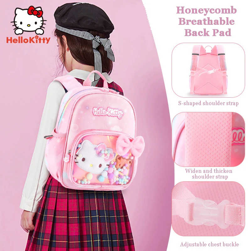 Miniso Hello Kitty Cinnamoroll Kuromi plecak dla dziewczynek duże dzieci Cartoon śliczny tornister przedszkole szkolna torba na książki prezenty dla