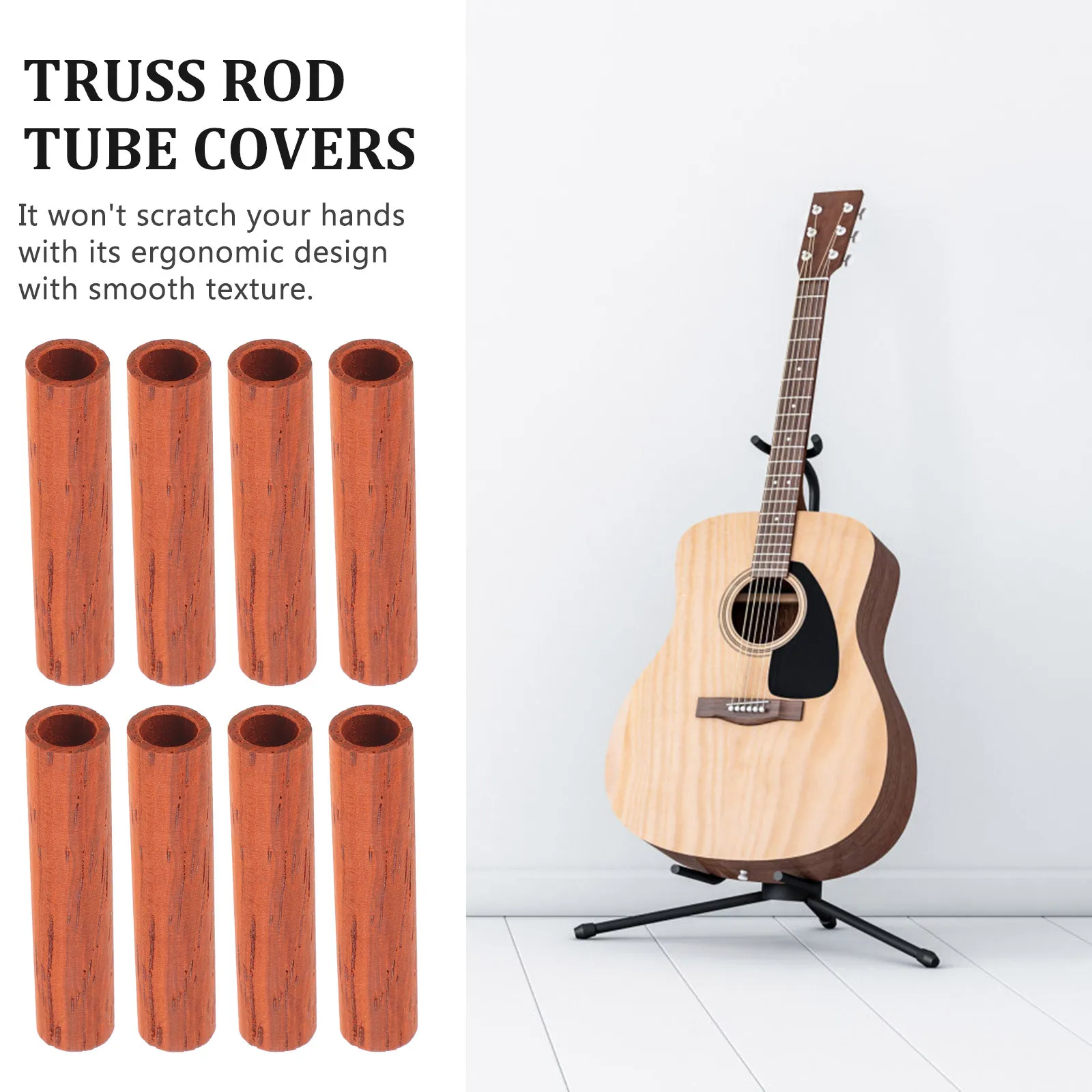 

8Pcs Electric Guitar Truss Rod Tube Covers Replacements Wooden Accessories Ergonomic Design Classic Color Guitar Parts