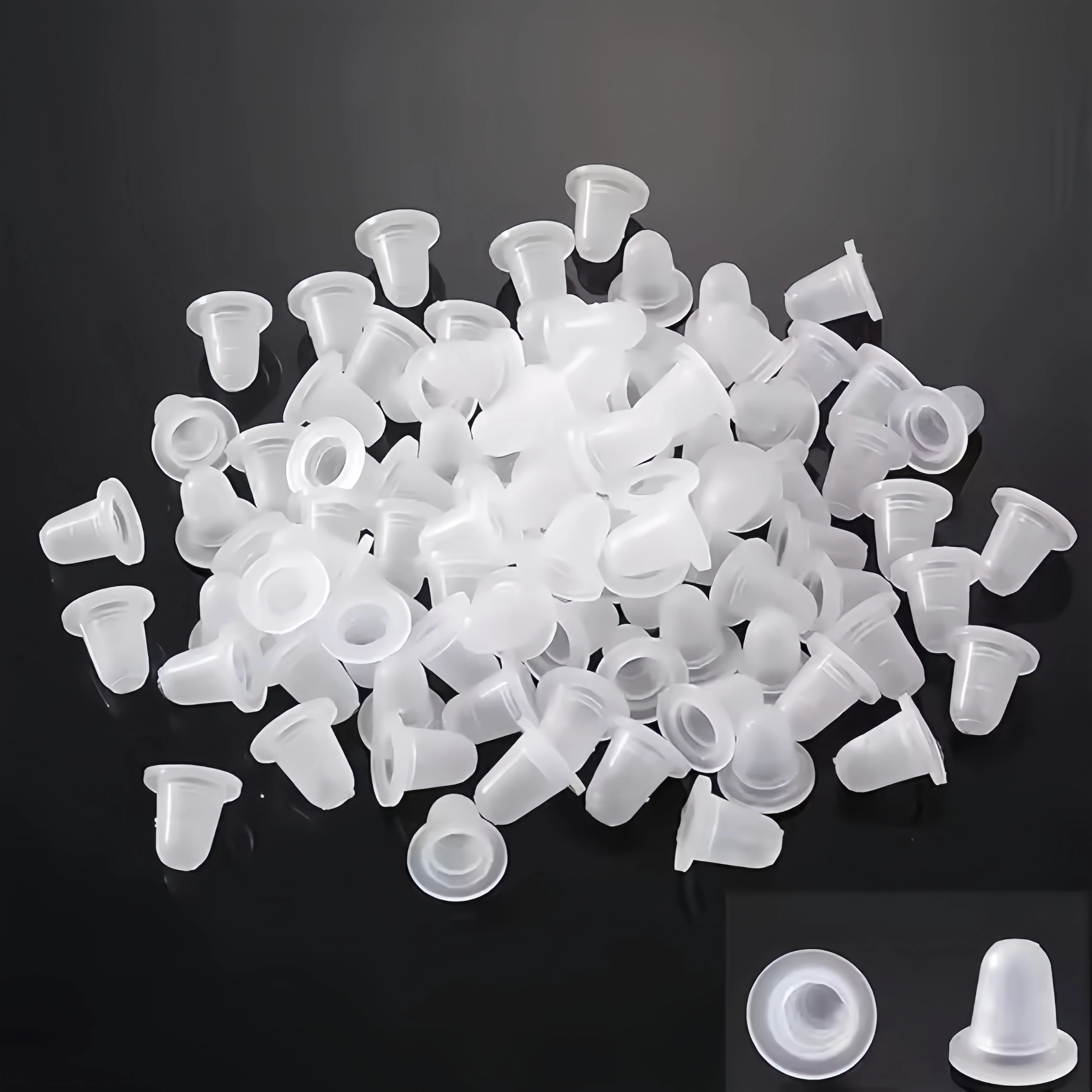 100Pcs Disposable Tattoo Ink Cup Small&Big Size Silicone Permanent Tattoo Makeup Eyebrow Makeup Pigment Container Caps