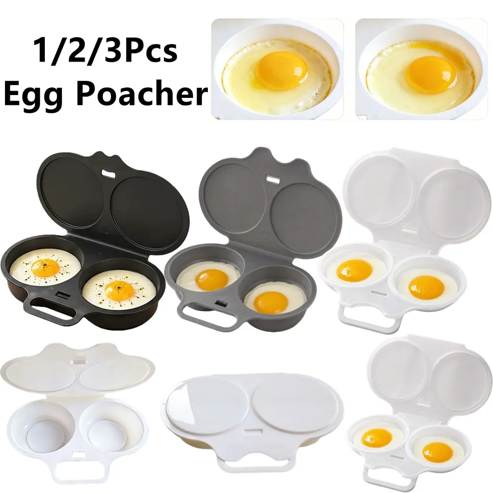 Dual Cavity Microwave Steamer Egg Cooker Food-grade Plastic Fryer Egg Steamer Mold Kitchen Accessories Kitchen Utensils