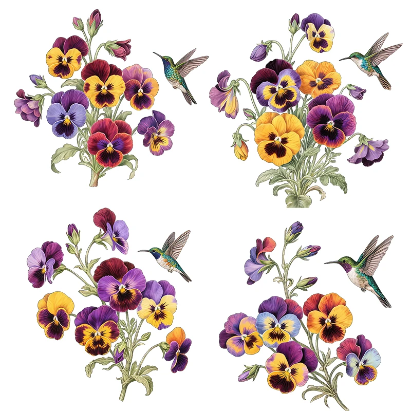 Three Ratels CFN95 Beautiful tricolor violet flower art wall stickers for home decoration toilet decals