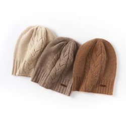 Dames 100% Kasjmier Gebreide Skullies Cap Mannen Twist Patroon Mode Slouchy Mutsen Winter Herfst Warme Zachte Motorkap Meisje Jongen