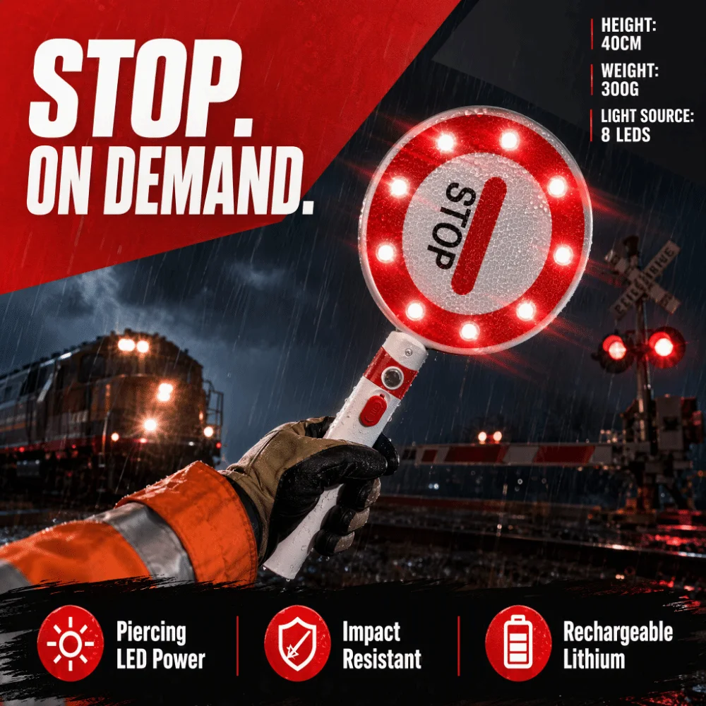 Convenient Reversible Handheld Stop Sign LED Reflective Traffic Sign Handheld Neon Road Safety Sign Road Safety