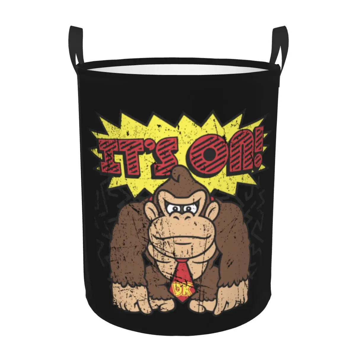 Custom It's On Like Donkey Kong Laundry Basket Collapsible Gorilla Baby Hamper for Nursery Toys Organizer Storage Bins